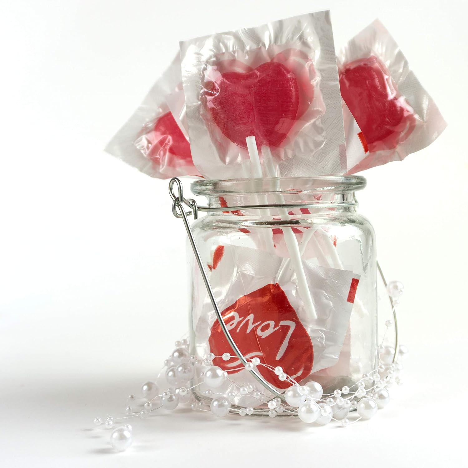 Detalle de FOOD crew Sucette Coeur Love – 40 sucettes cœur, emballage individuel
