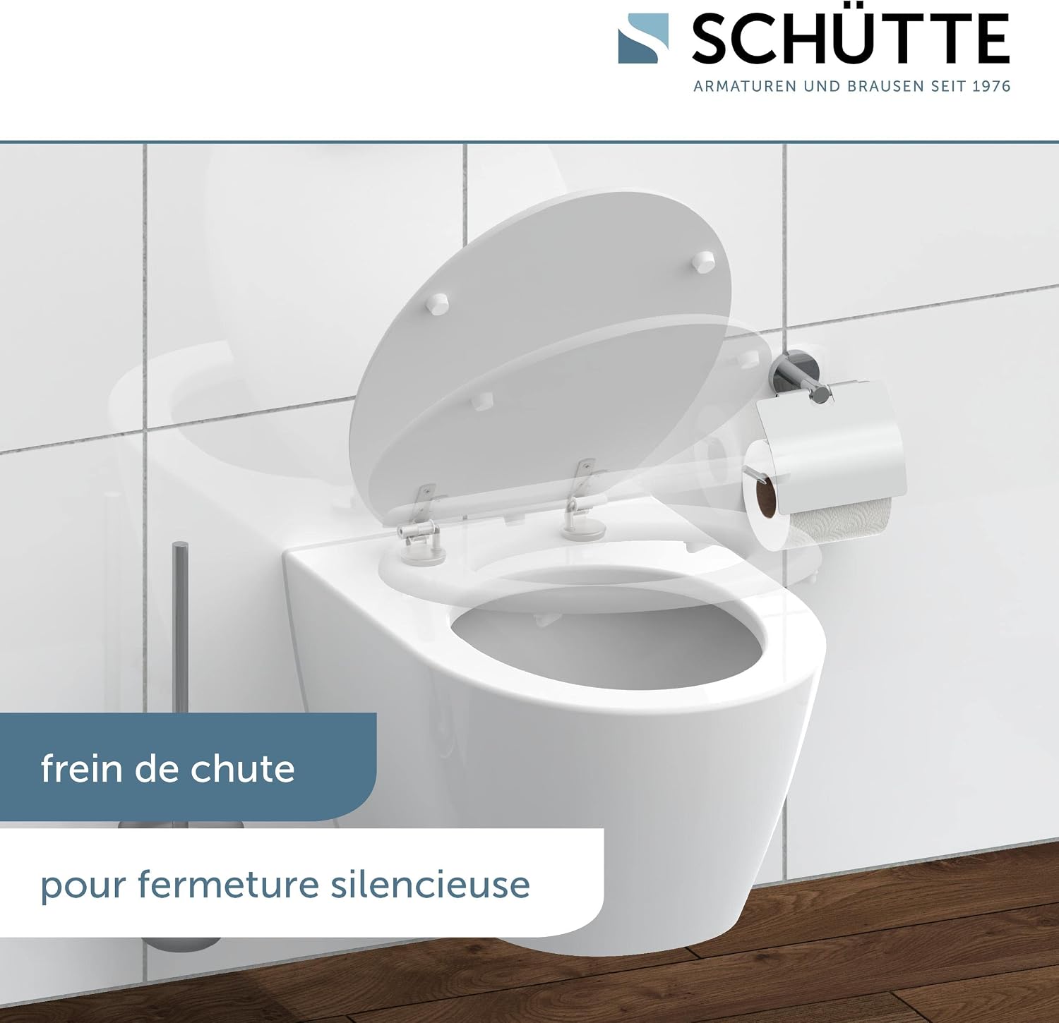 Detalle de SCHÜTTE Abattant WC avec frein de chute – bois compressé, résistance jusqu’à 150 kg, blanc