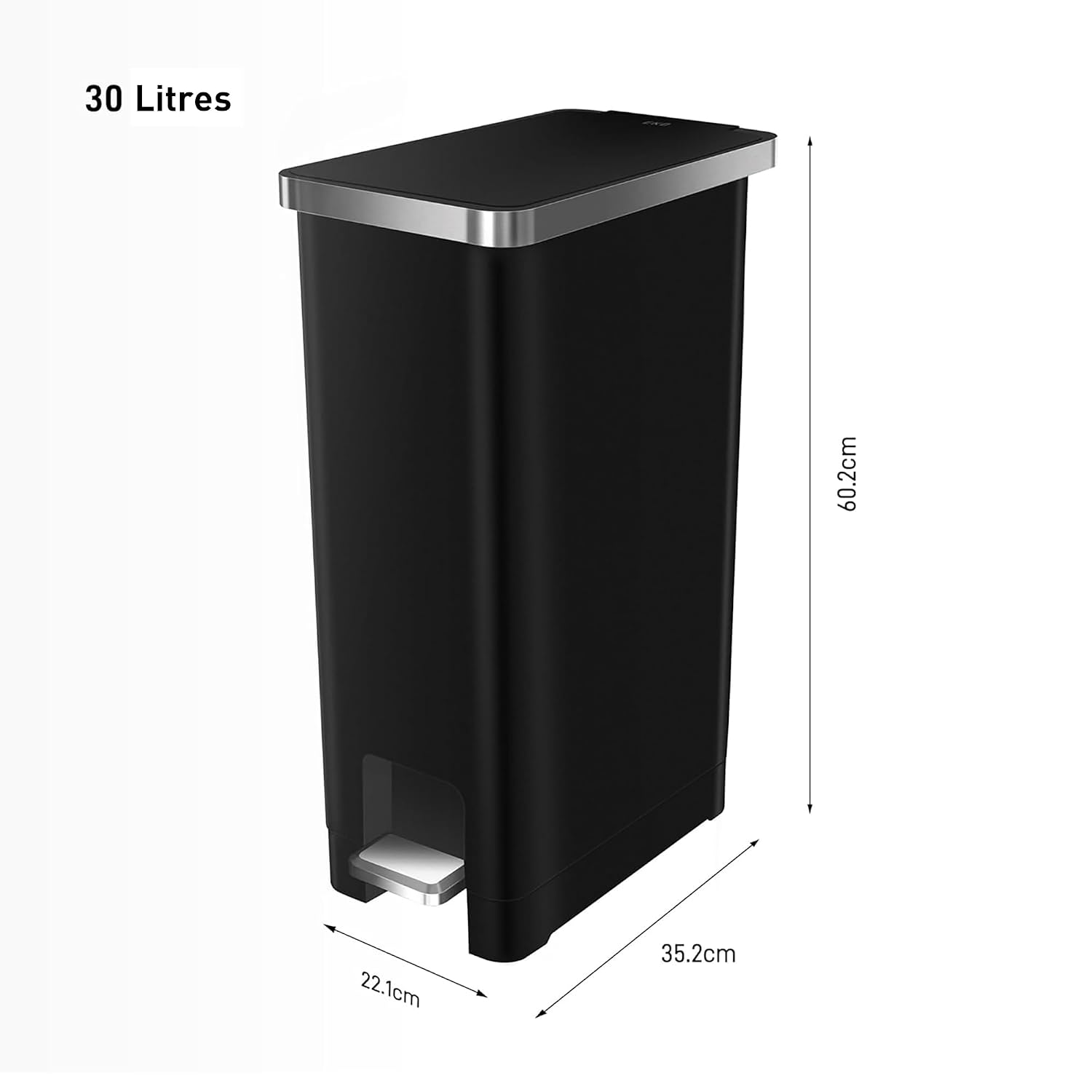 Detalle de EKO Poubelle Cuisine Hana 30L Noire avec Pédale – Finition sobre et fermeture silencieuse