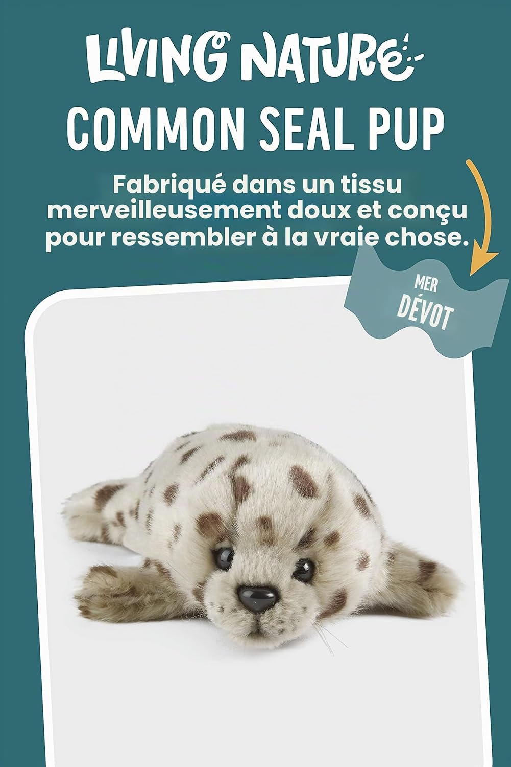 Detalle de Keycraft Living Nature – Peluche Phoque Commun bébé en peluche doux, 22 cm