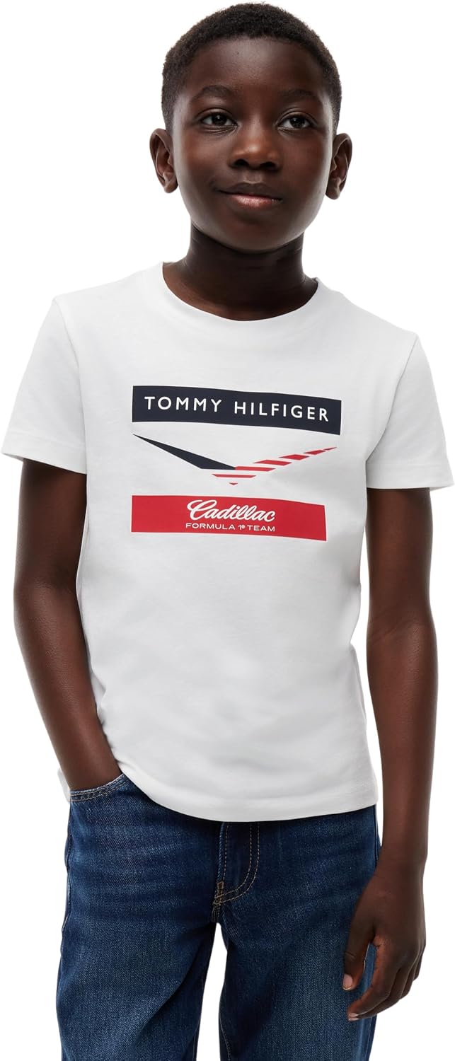 Detalle de Tommy Hilfiger Enfants T-shirt unisexe manches courtes TH X Cadillac F1 Chevron coton