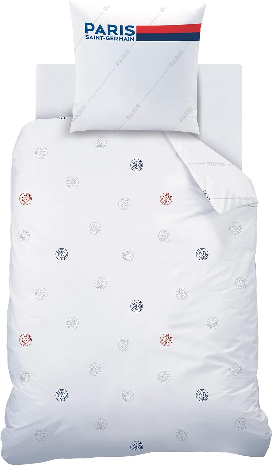 Detalle de PSG Retro White Parure de Lit CTI – Housse de Couette 140x200 cm + Taie 63x63 cm, 100% coton, réversible