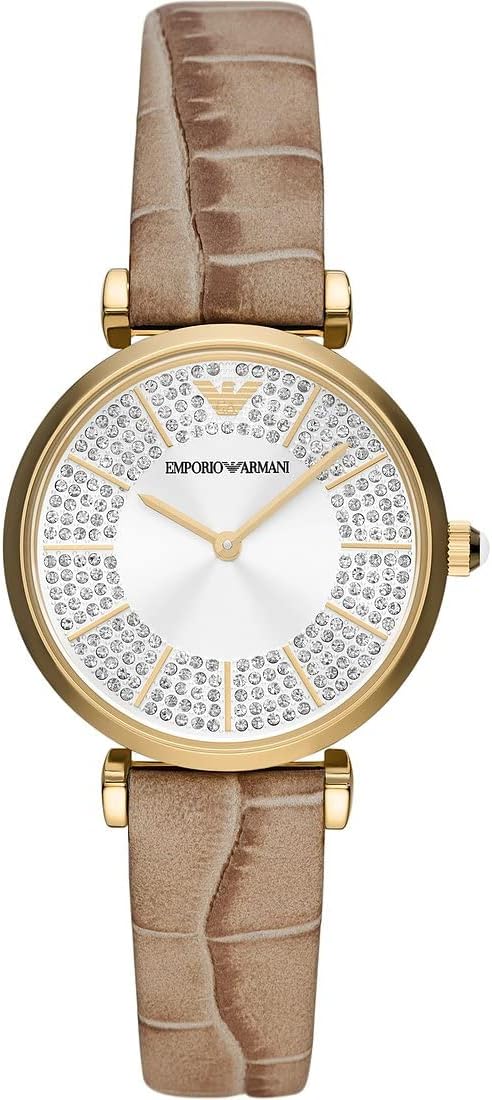 Detalle de Montre Emporio Armani pour femme 32 mm à quartz à deux aiguilles avec bracelet cuir ou tissu