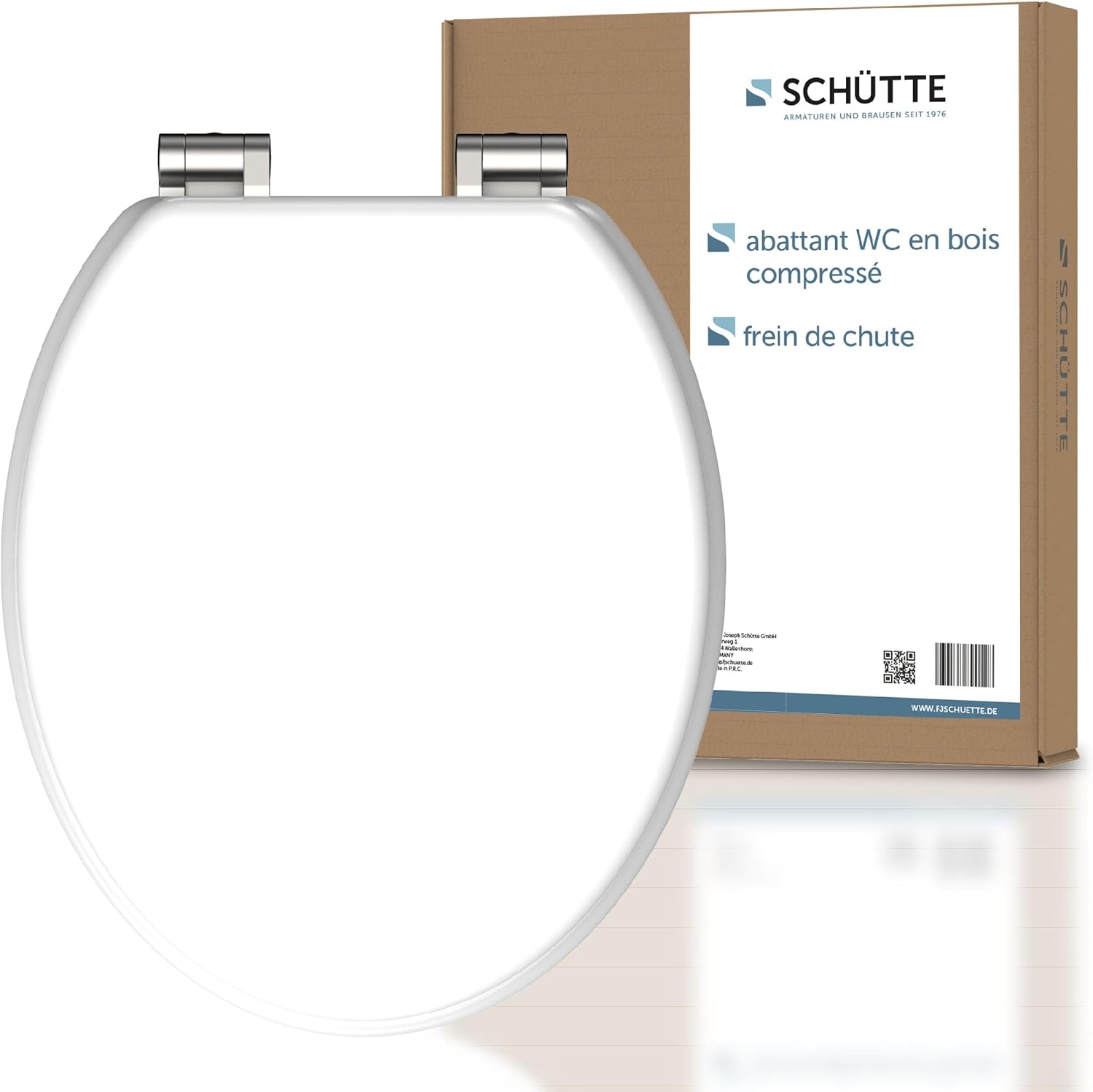 Detalle de SCHÜTTE Abattant WC avec frein de chute – bois compressé, résistance jusqu’à 150 kg, blanc
