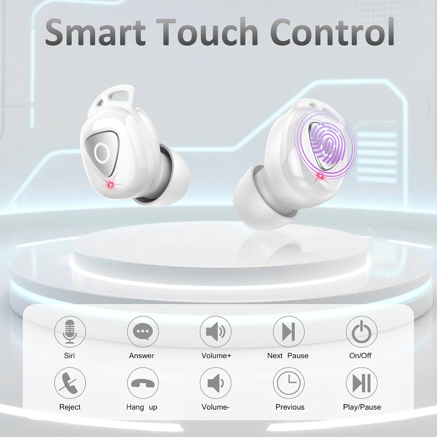 Detalle de buwy Écouteurs Bluetooth sans fil 5.4 à design rotatif, graves et contrôle tactile