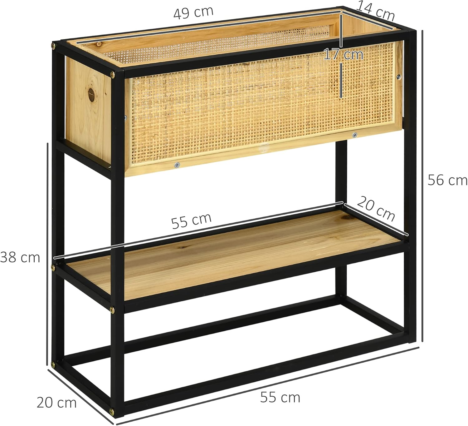 Thumbnail 6 de Outsunny Jardinière sur Pieds Rectangulaire avec Étagère Inférieure — Bois et Métal, 55 x 20 x 56 cm