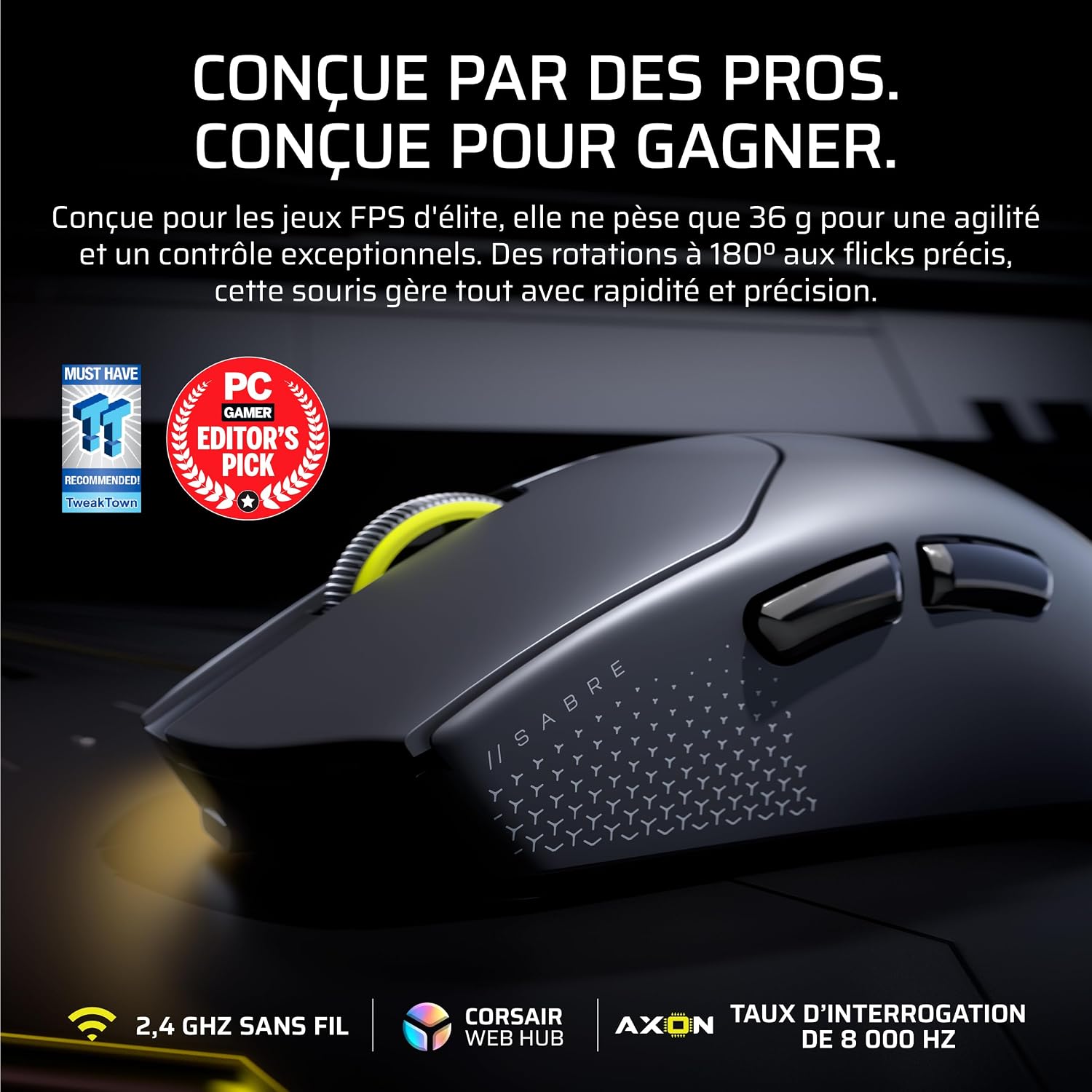 Detalle 2 de CORSAIR SABRE V2 PRO souris gaming ultralégère 36 g