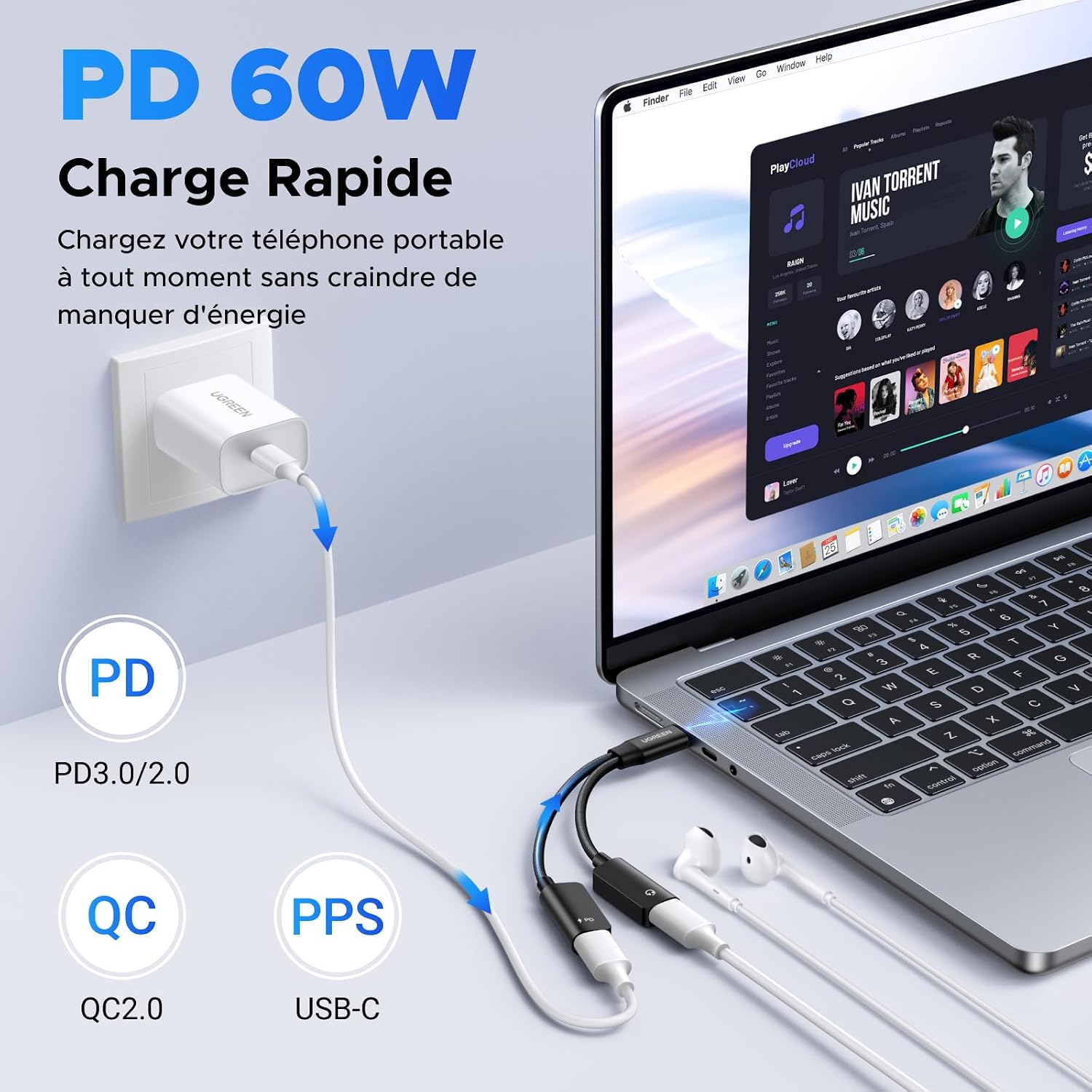 Detalle de UGREEN Adaptateur USB C vers USB C 60 W