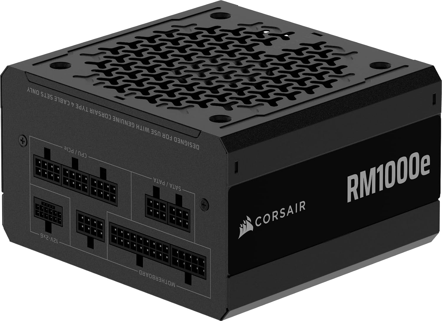 Detalle de Corsair RM1000e (2025) — Alimentation ATX 1000W entièrement modulaire silencieuse, compatible ATX 3.1 et PCIe 5.1