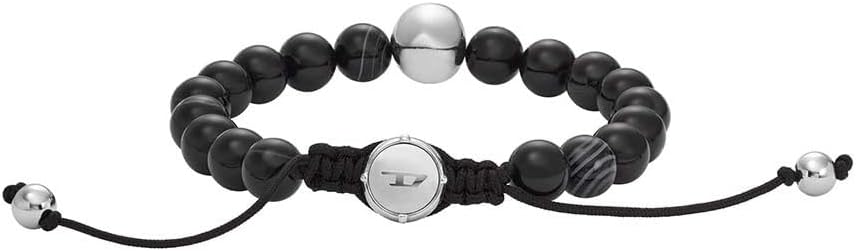 Detalle de Diesel Homme – Bracelet en perles semi-précieuses avec fermoir à glissière