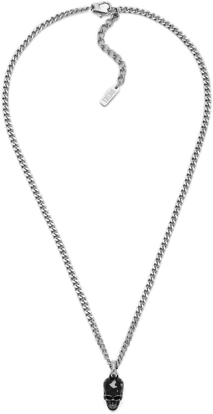 Detalle de Diesel Collier pour homme en acier inoxydable – finitions argentées et fermoir à mousqueton