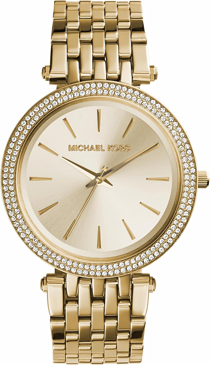 Detalle de Michael Kors Darci pour Femme – montre à quartz trois aiguilles dorée, boîtier 39 mm, acier inox