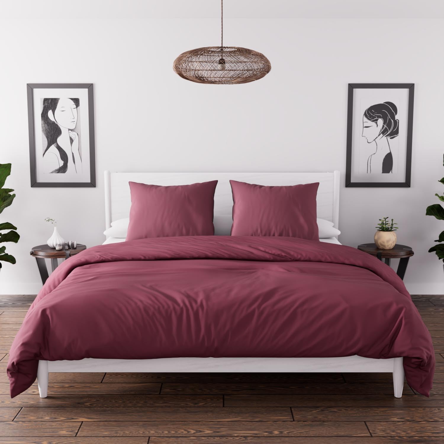 Detalle de Intemporel Parure housse de couette en microfibre lavée Boheme Vieux Rose 240x220 cm (Soleil d’Ocre)