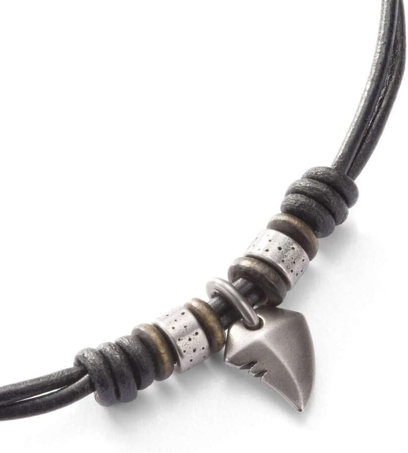 Detalle de Fossil JF00899797 – collier homme vintage en cuir marron, finition mate
