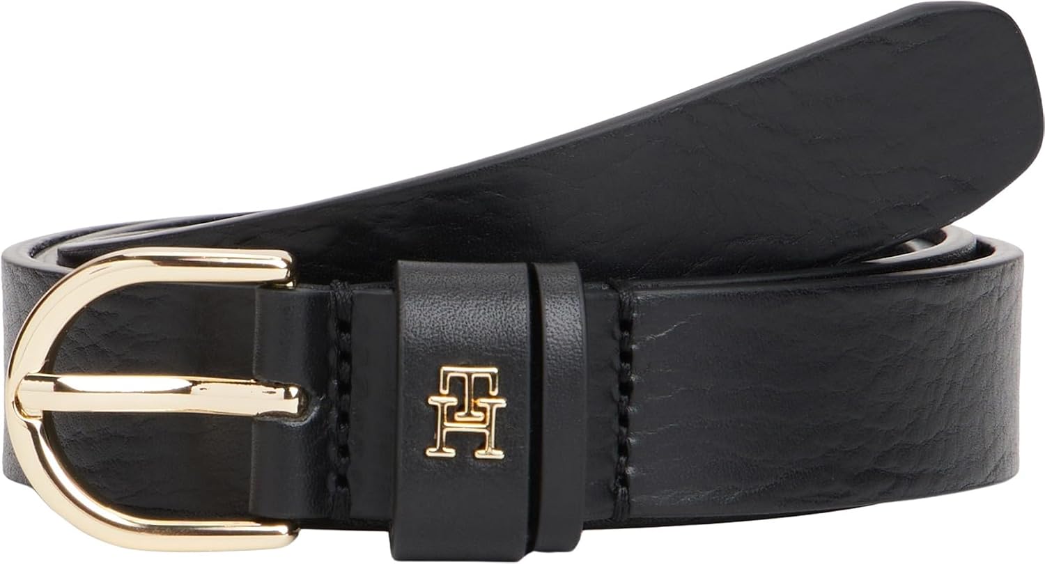 Detalle de Tommy Hilfiger Ceinture Femme Essential Effortless 2,5 cm en Cuir – Élégance simple et adaptable