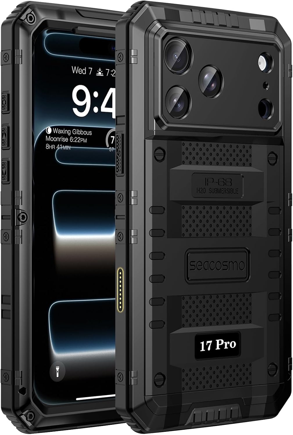Detalle de Seacosmo Coque pour iPhone 17 Pro – Étanche IP68, protection 360° avec écran intégré, noir