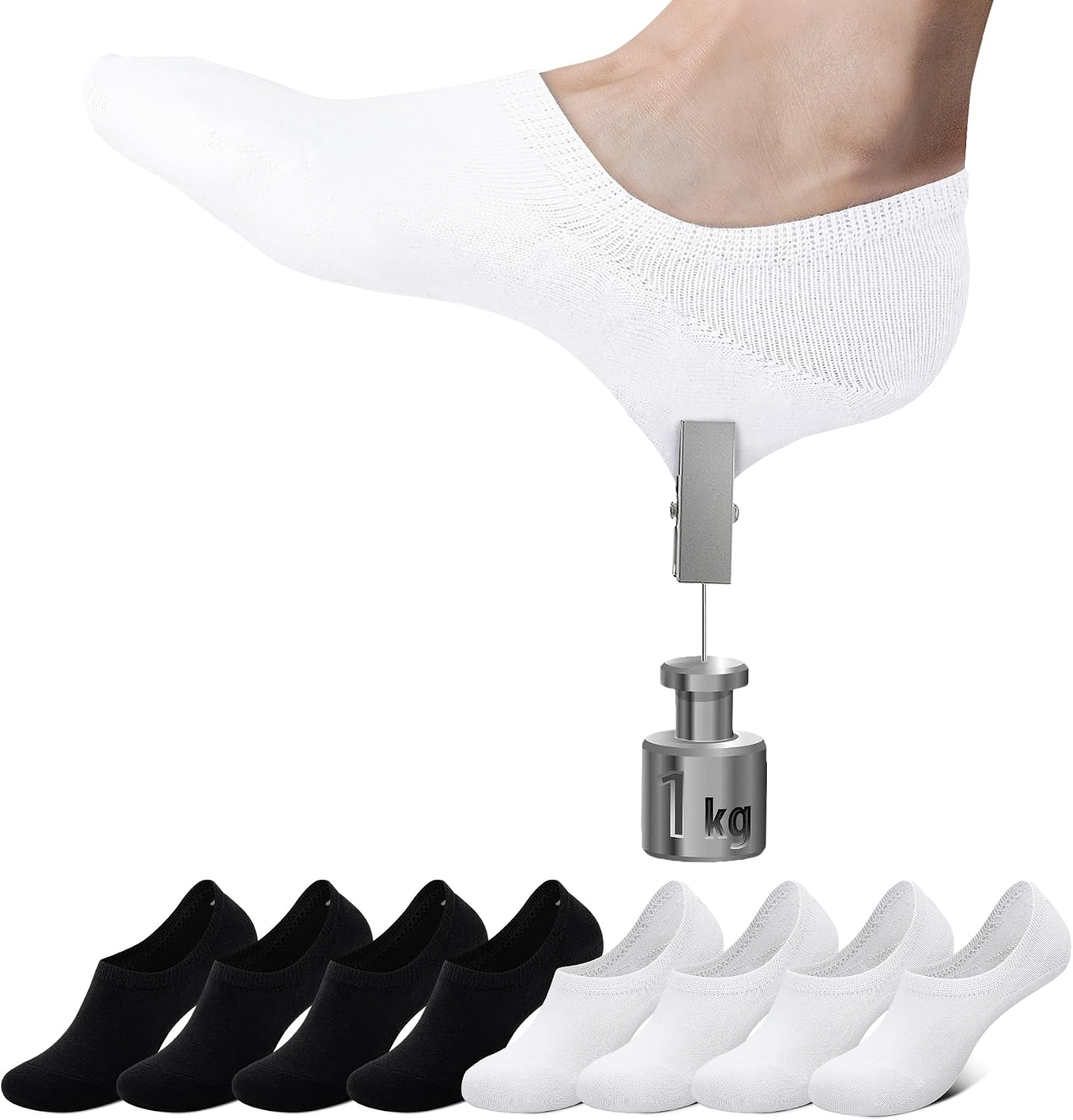 Detalle de Falechay Chaussettes Basses Femme Homme – 8 Paires invisibles en coton, antidérapantes