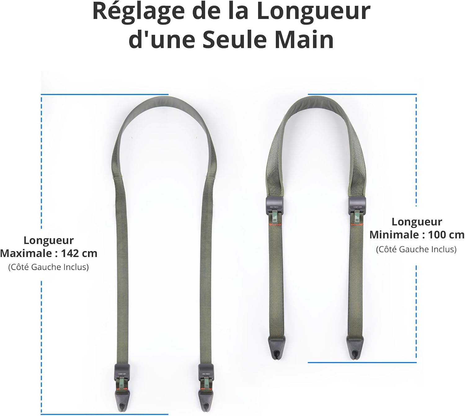 Detalle de PGYTECH Bandoulière pour Appareil Photo – Sangle d’épaule 3-en-1, réglable, avec boucles de dégagement rapide, vert