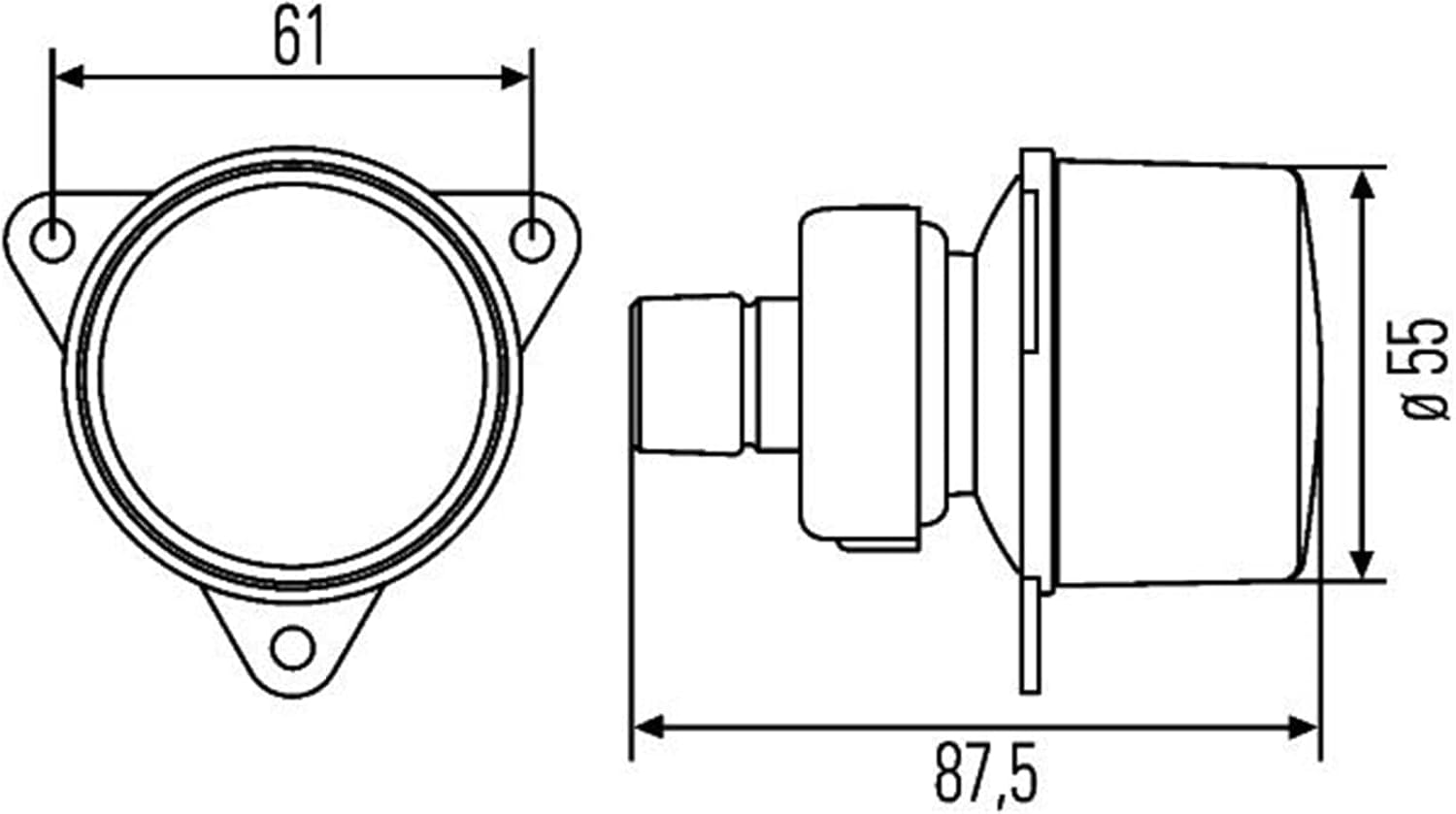 Detalle 1 de HELLA 2Ba 008 221-001 Feu Clignotant Halogène – PY21W, 90 mm, montage gauche/avant/droite