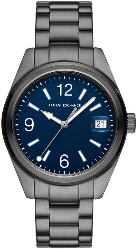 Detalle de Armani Exchange Montre Homme - Boîtier 42 mm, acier et cadran bleu