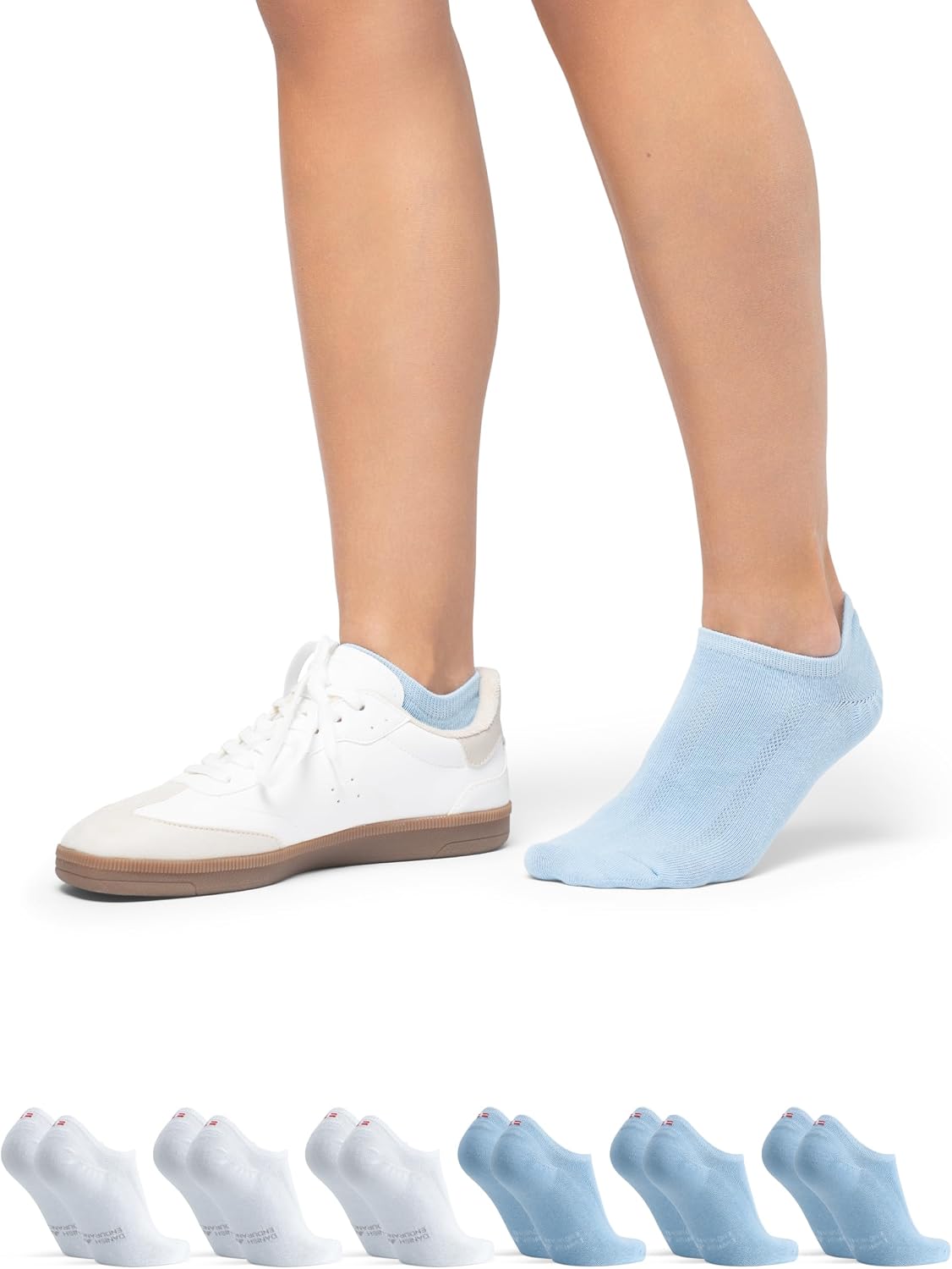 Detalle de DANISH ENDURANCE Chaussettes invisibles respirantes en coton avec talon en silicone (lot de 6), unisexe