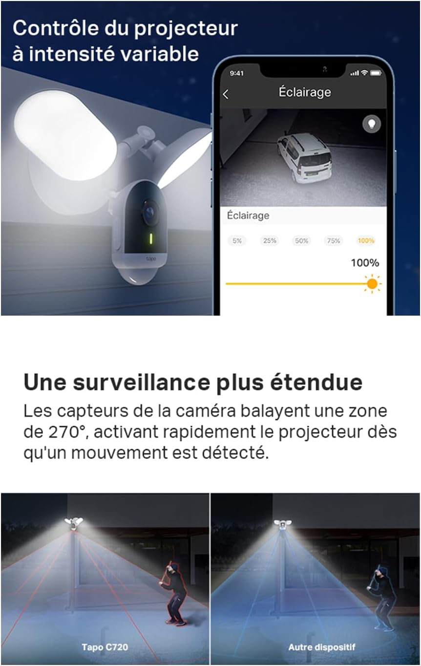 Detalle 2 de Tapo C720 : caméra de surveillance extérieure WiFi 2K 4 MP avec projecteurs LED et détections IA
