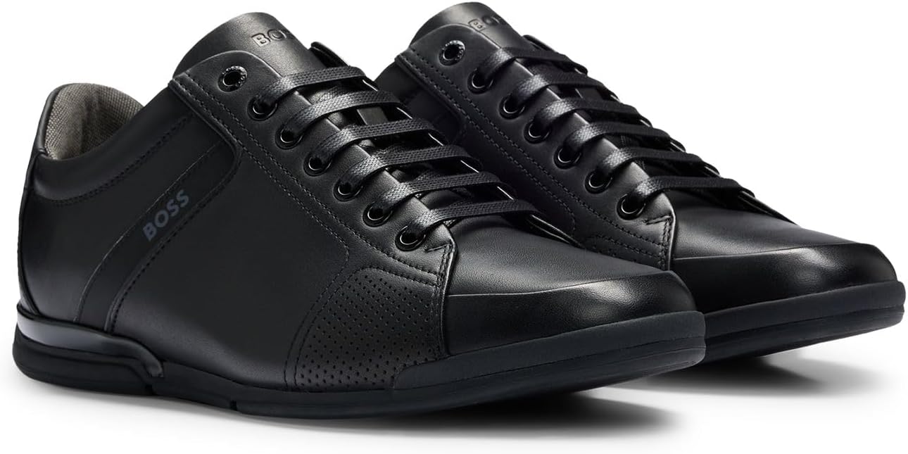 Detalle de BOSS Saturn Lowp Baskets en Cuir avec Doublure Anti-odeurs – Homme