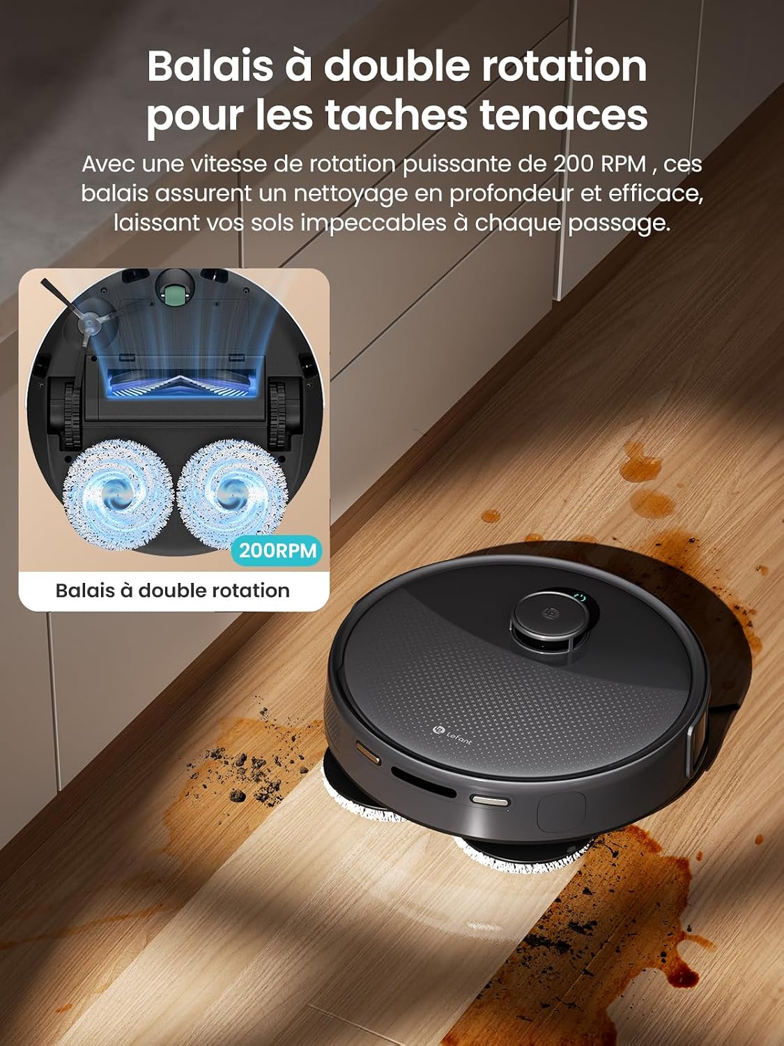Detalle 2 de LEFANT M3 12000 Pa robot aspirateur 🤖