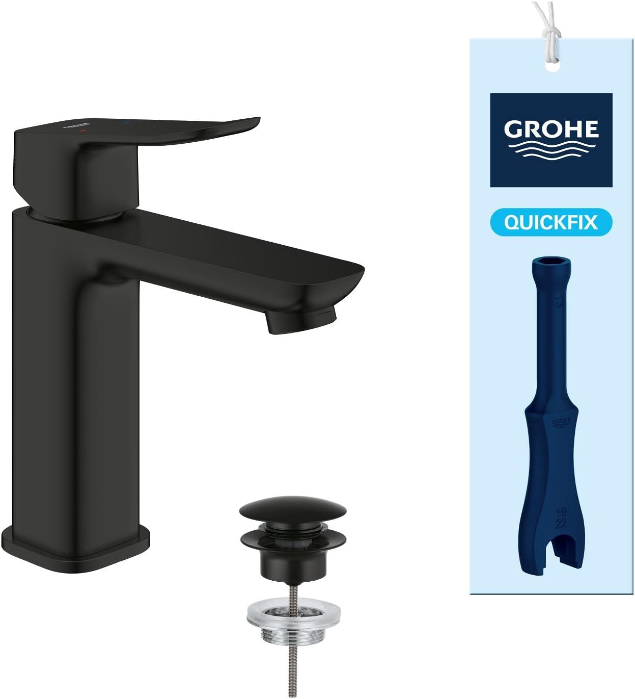 Detalle de GROHE Dice – Mitigeur Lavabo Monocommande Noir Mat, Taille M, avec QuickTool (1018332430)