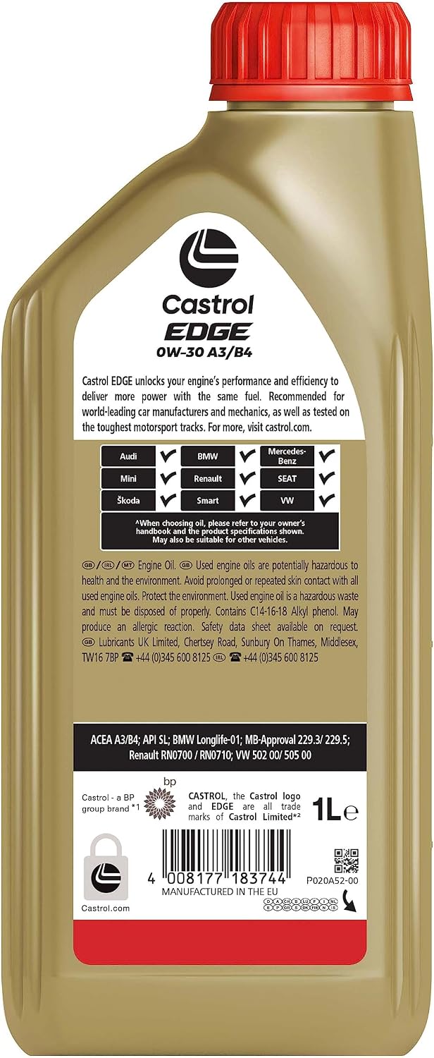 Detalle 2 de Castrol EDGE 0W-30 A3/B4, 1L – Huile moteur haute performance