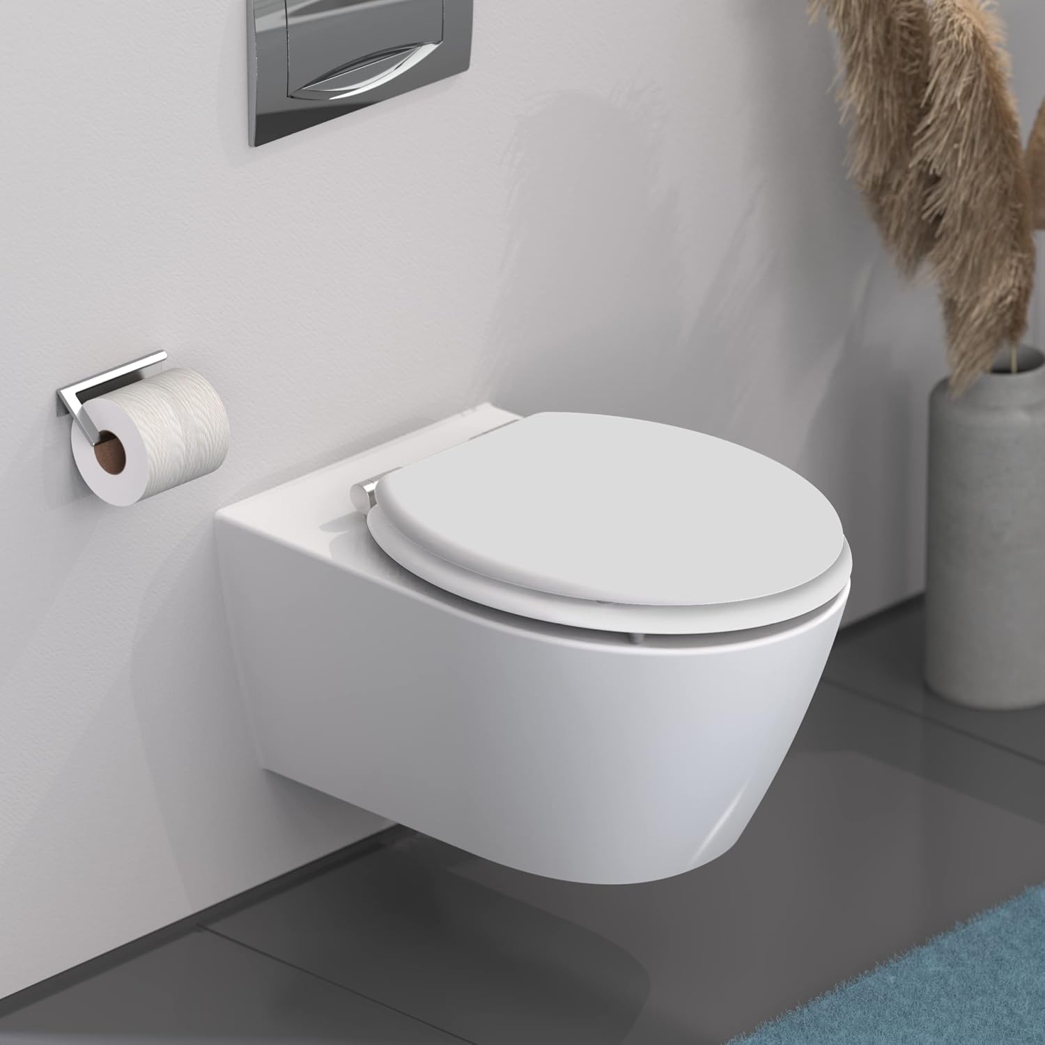 Detalle de SCHÜTTE Abattant WC avec frein de chute – bois compressé, résistance jusqu’à 150 kg, blanc