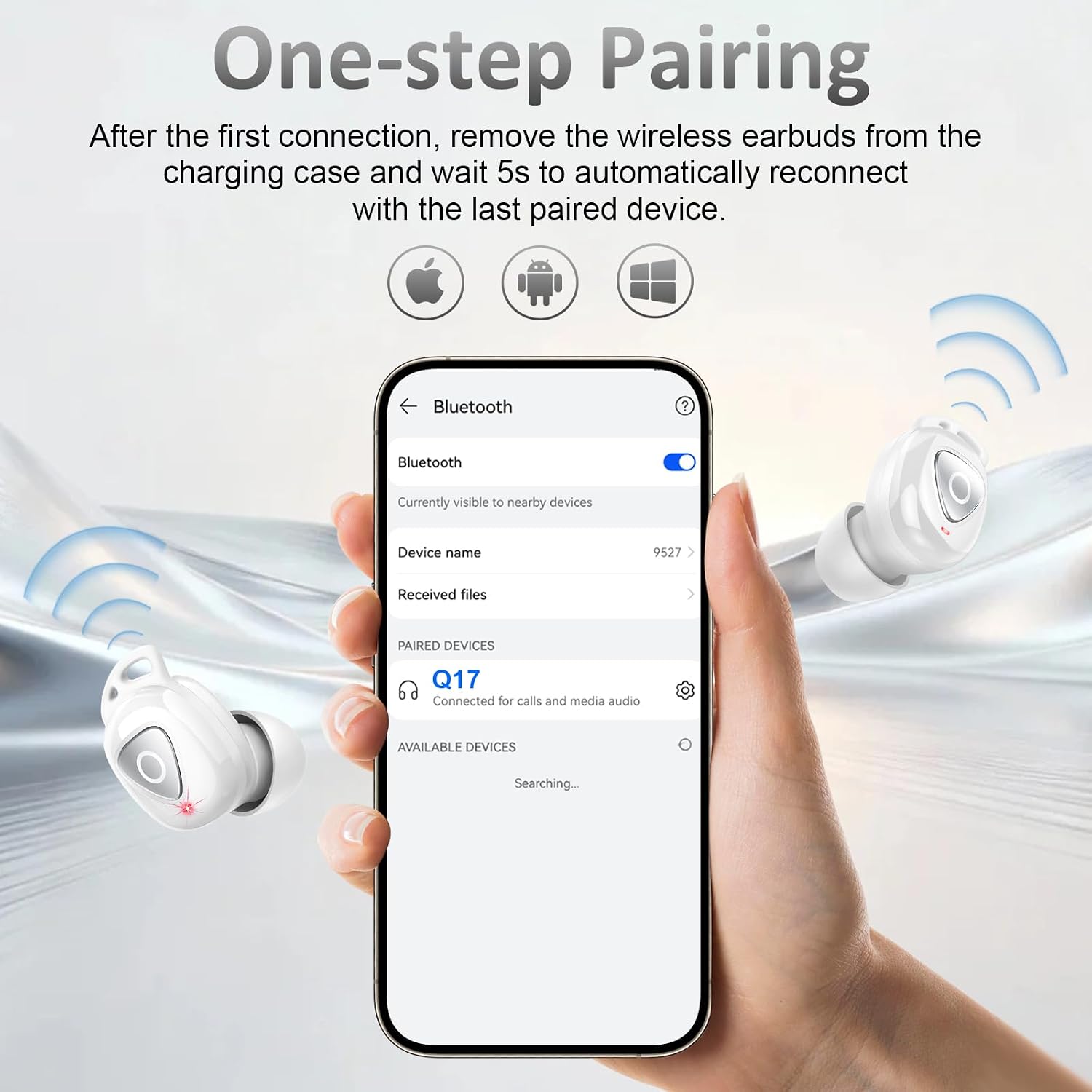 Detalle de buwy Écouteurs Bluetooth sans fil 5.4 à design rotatif, graves et contrôle tactile