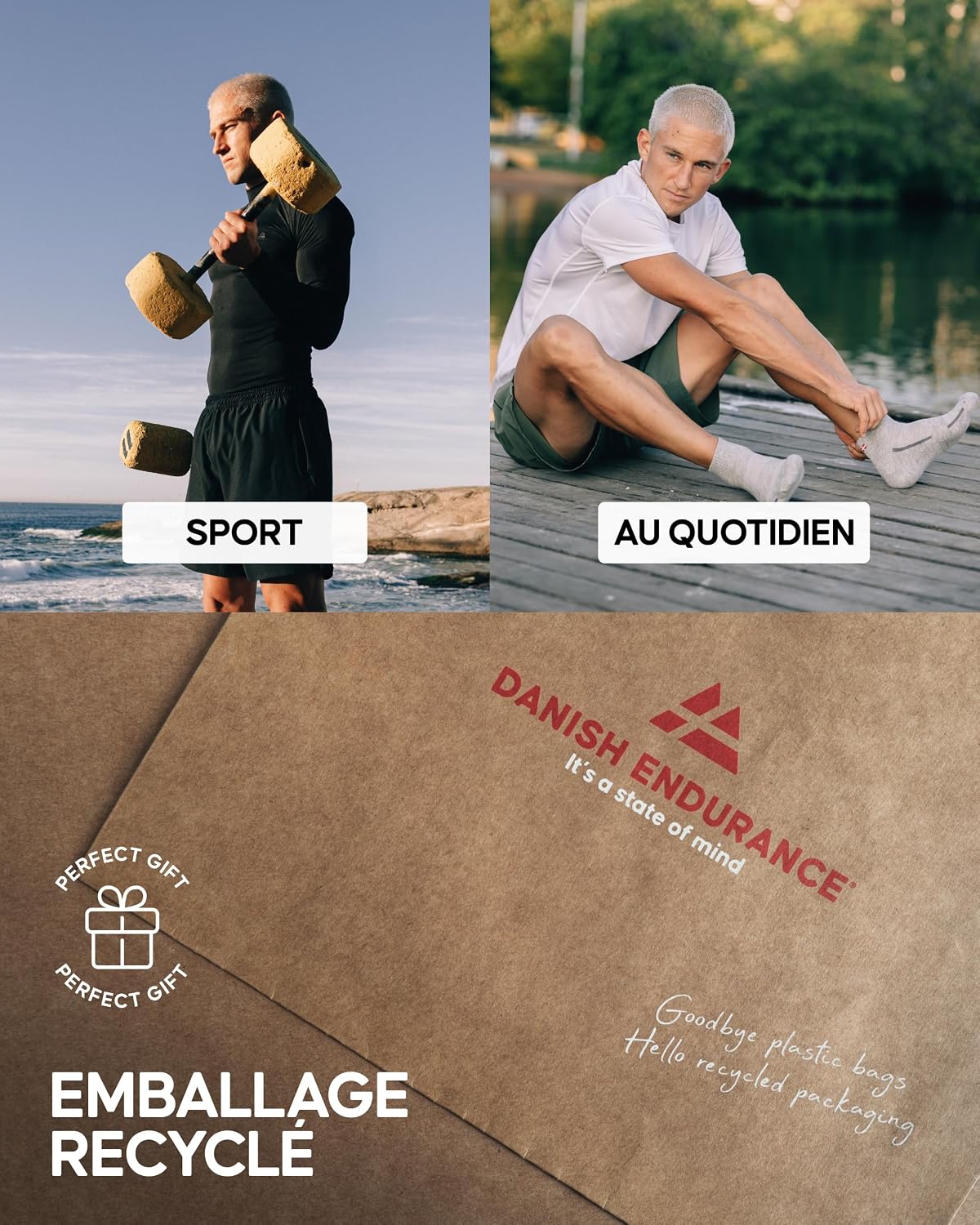 Detalle 2 de DANISH ENDURANCE chaussettes sport en coton bio
