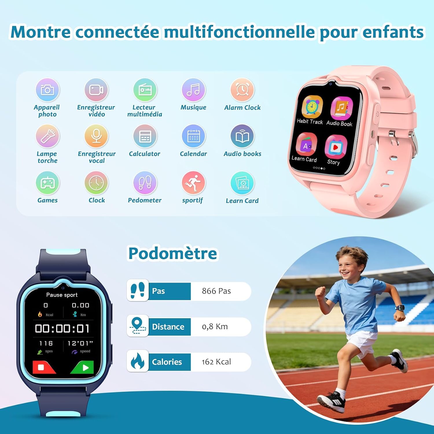 Detalle 2 de Blackview Montre Connectée Enfant 4-12 ans : écran tactile, caméra et suivi d’habitudes sans téléphone