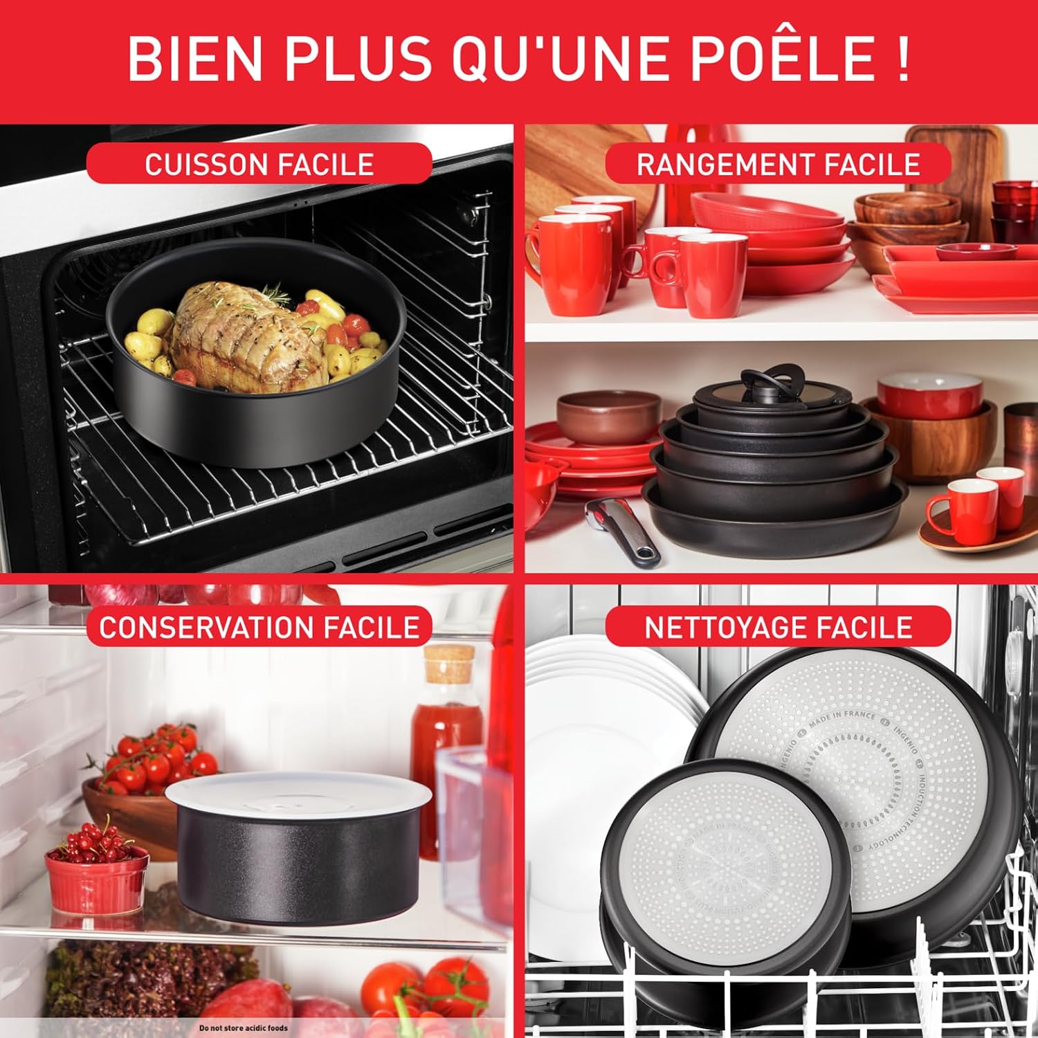 Detalle 2 de Tefal Ingenio Unlimited: Lot de 2 poêles 22/26 cm avec poignée amovible, induction, réacteur antiadhésif et empilable