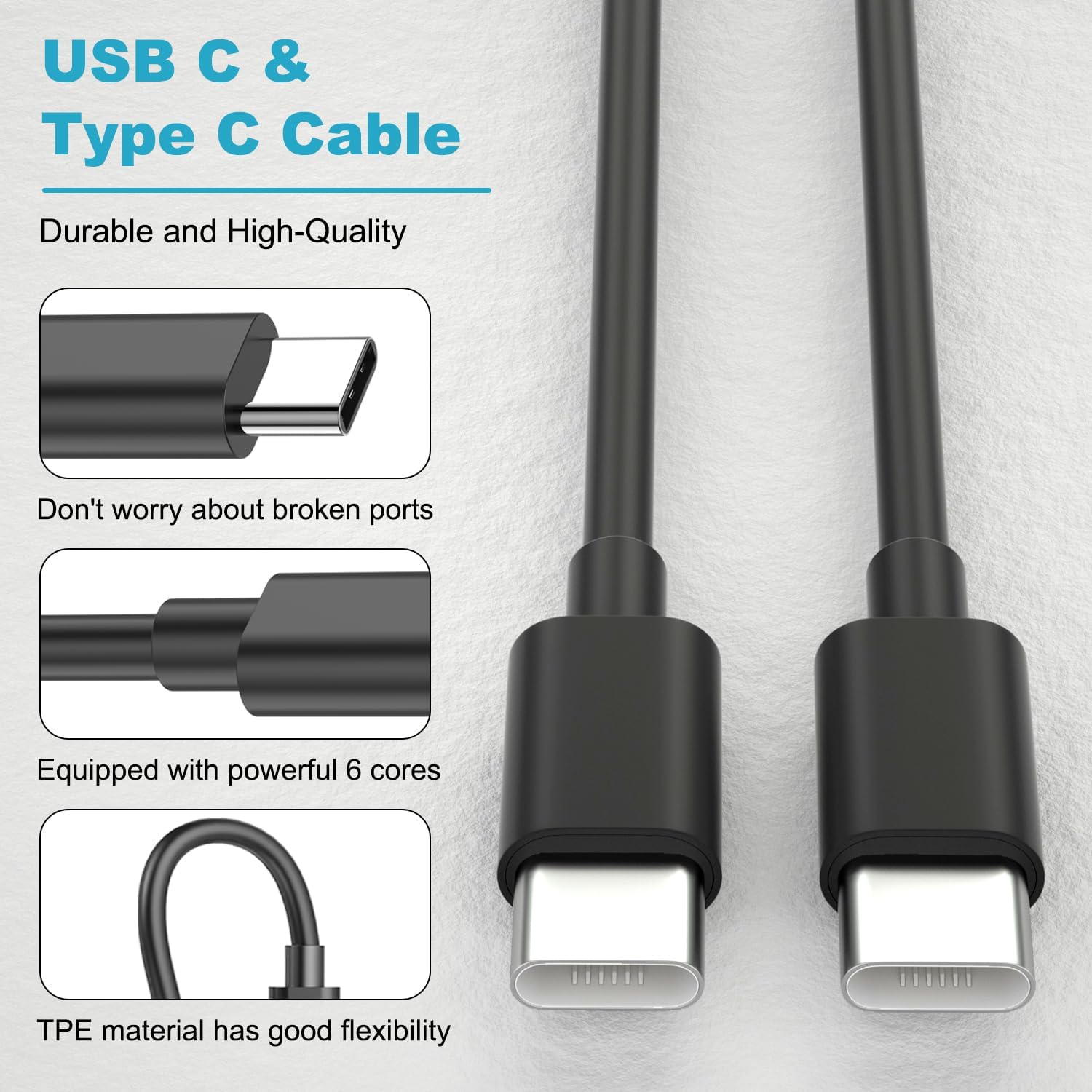 Detalle de Bamkey 45W Chargeur USB-C avec câble 2 m (2 packs) – charge rapide pour Samsung Galaxy et plus