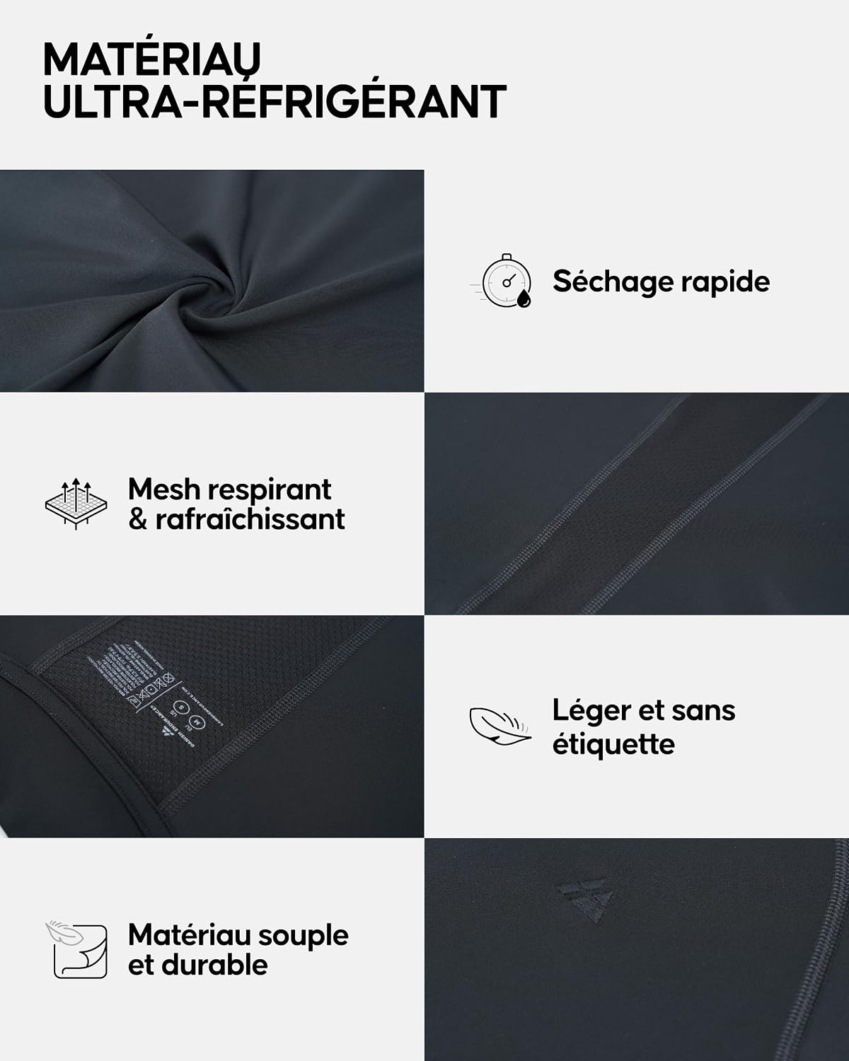 Detalle de DANISH ENDURANCE T-Shirt de compression séchage rapide pour homme (lot de 2)