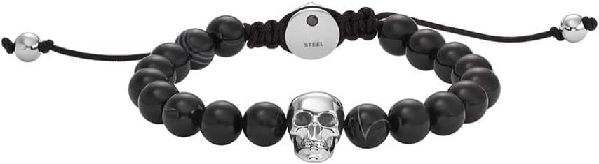 Detalle de Diesel Homme – Bracelet en perles semi-précieuses avec fermoir à glissière