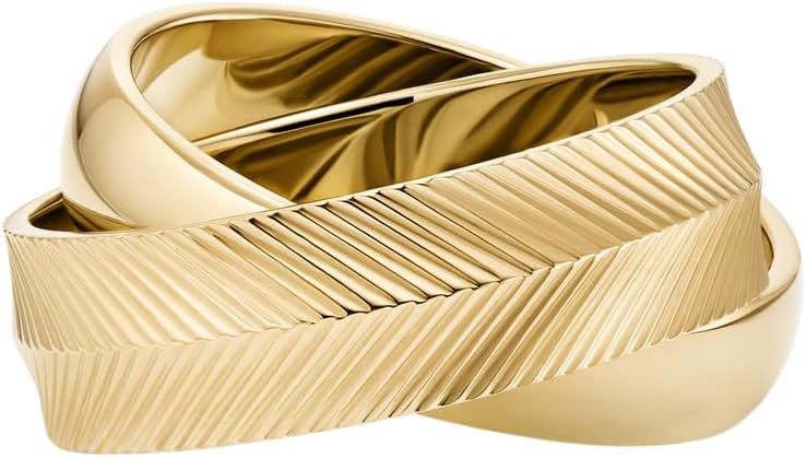 Detalle de Fossil Jewelry — Acier inoxydable doré, fini poli, tailles 9, 12, 14, 17 et 20