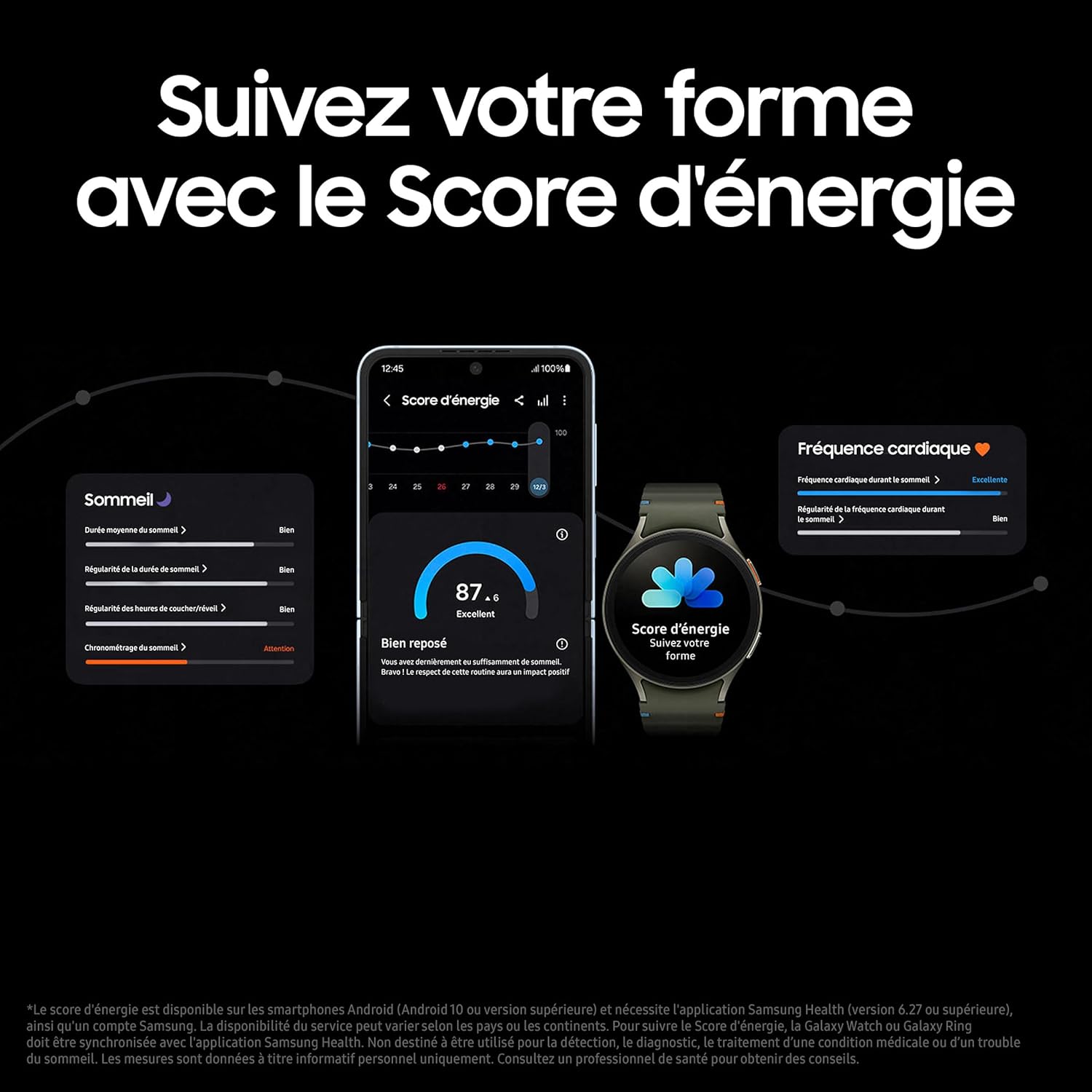 Detalle de Samsung Galaxy Watch7 (40 mm) – Montre connectée crème avec suivi santé et sport, Bluetooth, Chargeur inclus