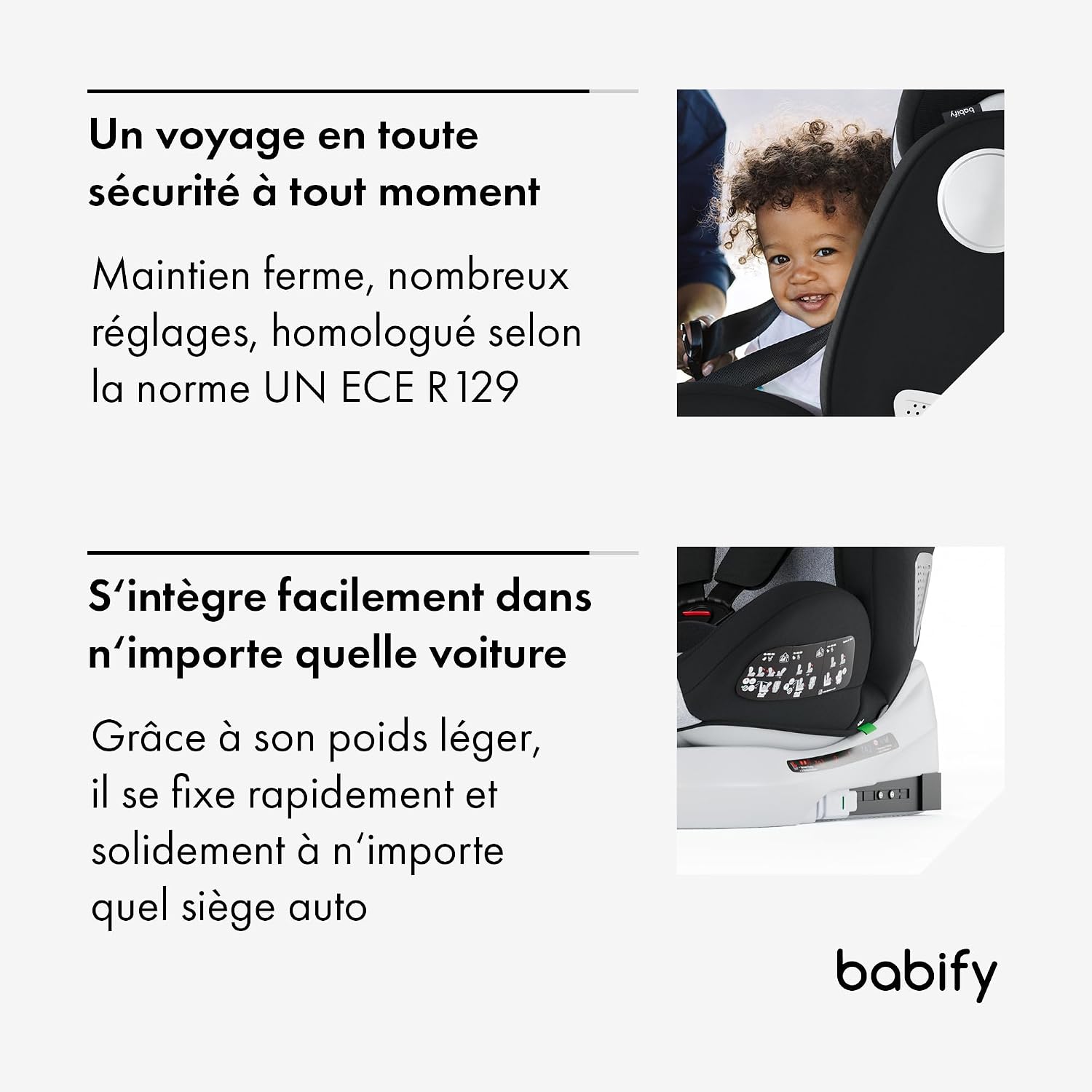 Detalle de Babify Onboard Siège Auto trio Aisance: 0 à 36 kg, Groupe 0/1/2/3, Pivotant 360, Isofix