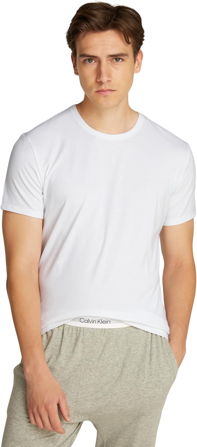 Detalle de Calvin Klein T-Shirt Manches Courtes Lot de 3 Homme – Coupe normale et logo discret