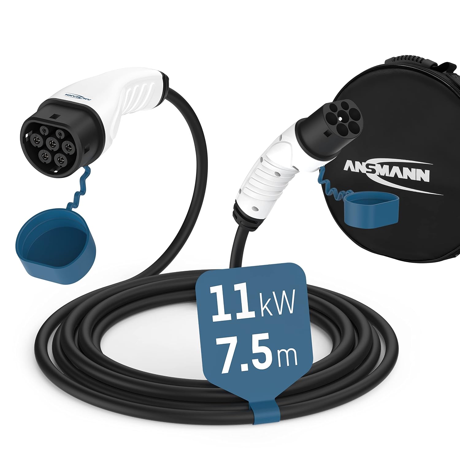 Detalle de ANSMANN Câble de charge Type 2 Mode 3 11 kW (7,5 m) pour véhicules électriques et hybrides rechargeables