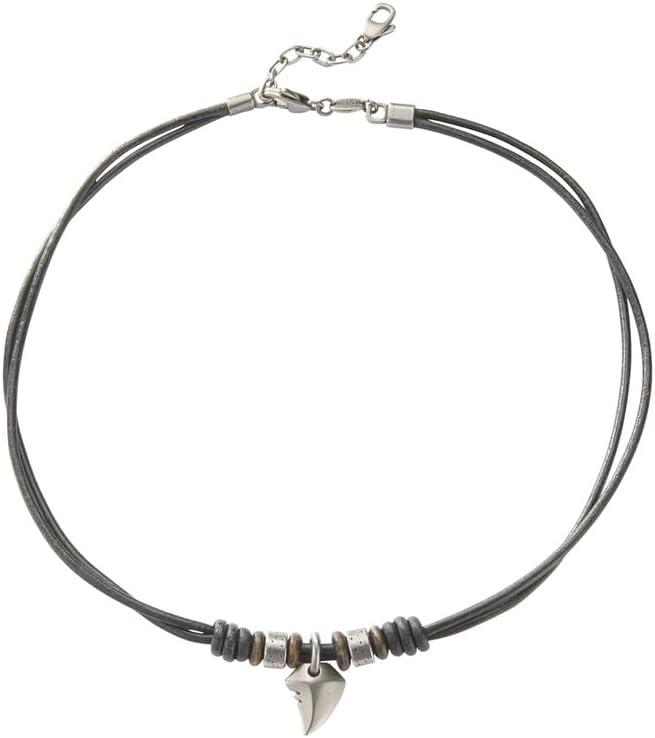 Detalle de Fossil JF00899797 – collier homme vintage en cuir marron, finition mate