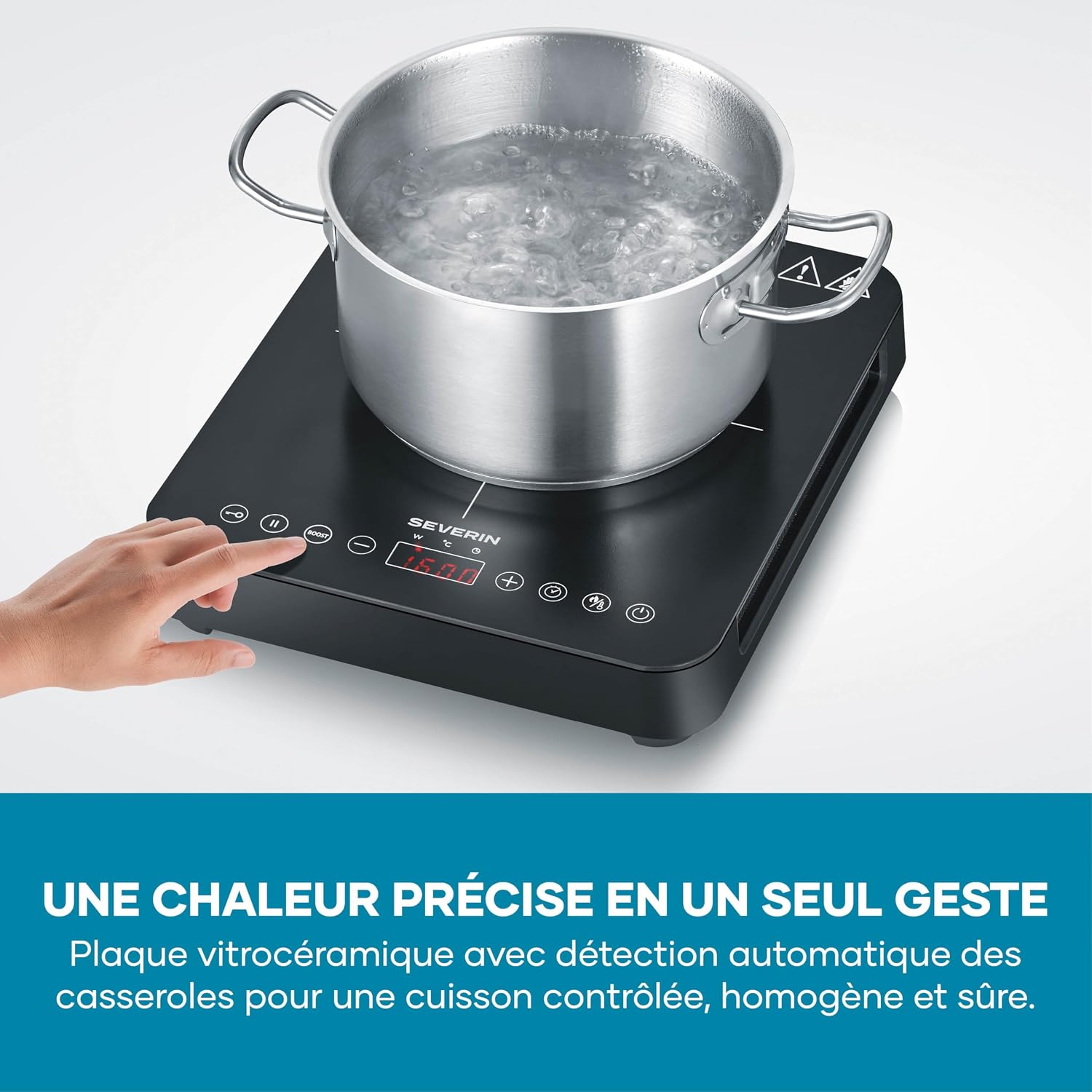 Detalle de Severin KP 1026 : plaque de cuisson à induction 2 000 W vitrocéramique, thermostat jusqu’à 240°C
