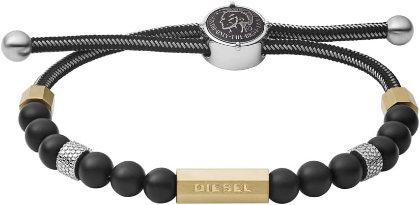 Detalle de Diesel Homme – Bracelet en perles semi-précieuses avec fermoir à glissière