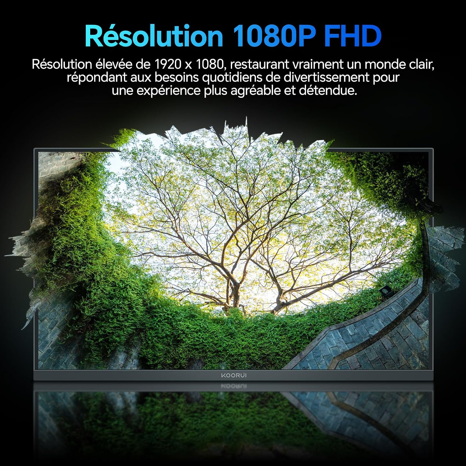 Detalle de KOORUI E2411K : moniteur PC gamer 24 pouces Full HD 144 Hz IPS, Eye Care et Adaptive Sync