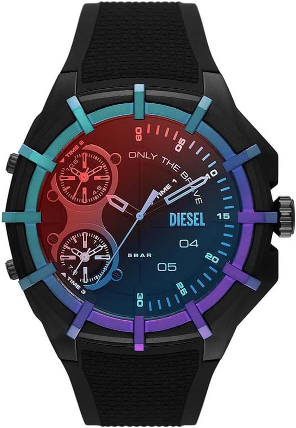 Detalle 2 de Montre Diesel Double Up pour homme – boîtier 44 mm, bracelet acier doré, chronographe quartz