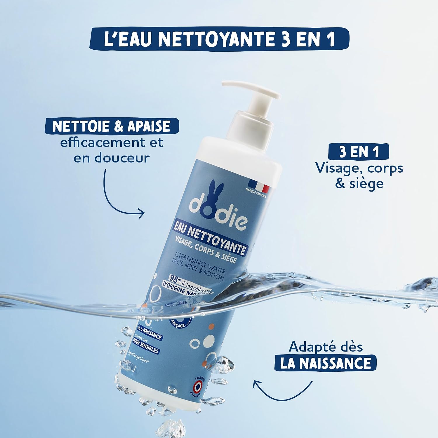 Detalle 2 de Dodie Eaux Nettoyantes 3 en 1 500 mL