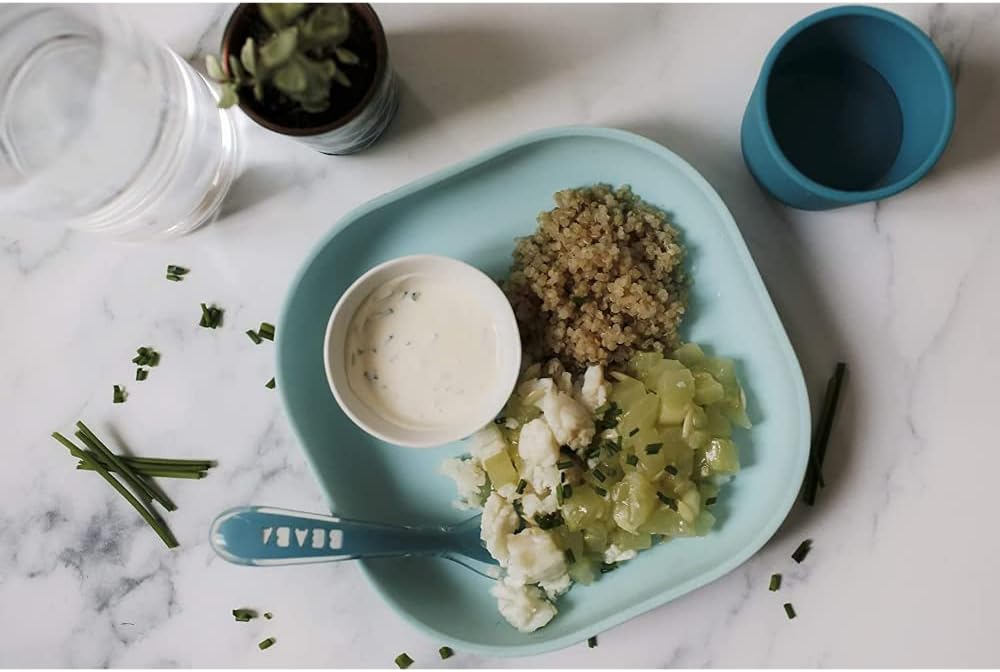 Detalle de BÉABA Assiette Ventouse pour Enfant — 100% silicone, sans BPA, bleu